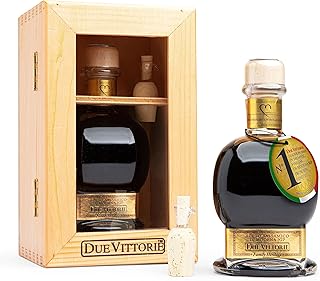 Due Vittorie Oro Gold, Barrel Aged Balsamic Vinegar of Modena IGP, Includes Wooden Gift Box and Cork Pourer, All-Natural, Extra Dense Premium Vinegar Aceto Balsamico di Modena IGP Italy - 8.45 Fl Oz
