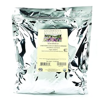 Starwest Botanicals Organic Hawthorn Leaves & Flowers - Dried Loose Leaf Herb for Tea, Cut & Sifted, Certified Kosher, Non-GMO - Bulk 1 lb Bag