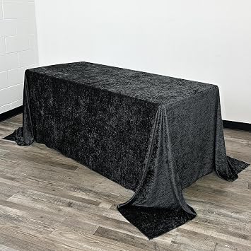 YOUR CHAIR COVERS - 90 x 132 Inch Rectangular Crushed Velvet Tablecloth for 6 ft. Rectangular Tables Wedding, Party, Dining, Banquet and Events - Black