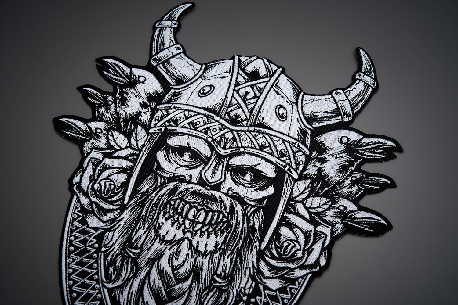Viking Raven Skull Large Back Patch for Motorcycle and Jackets