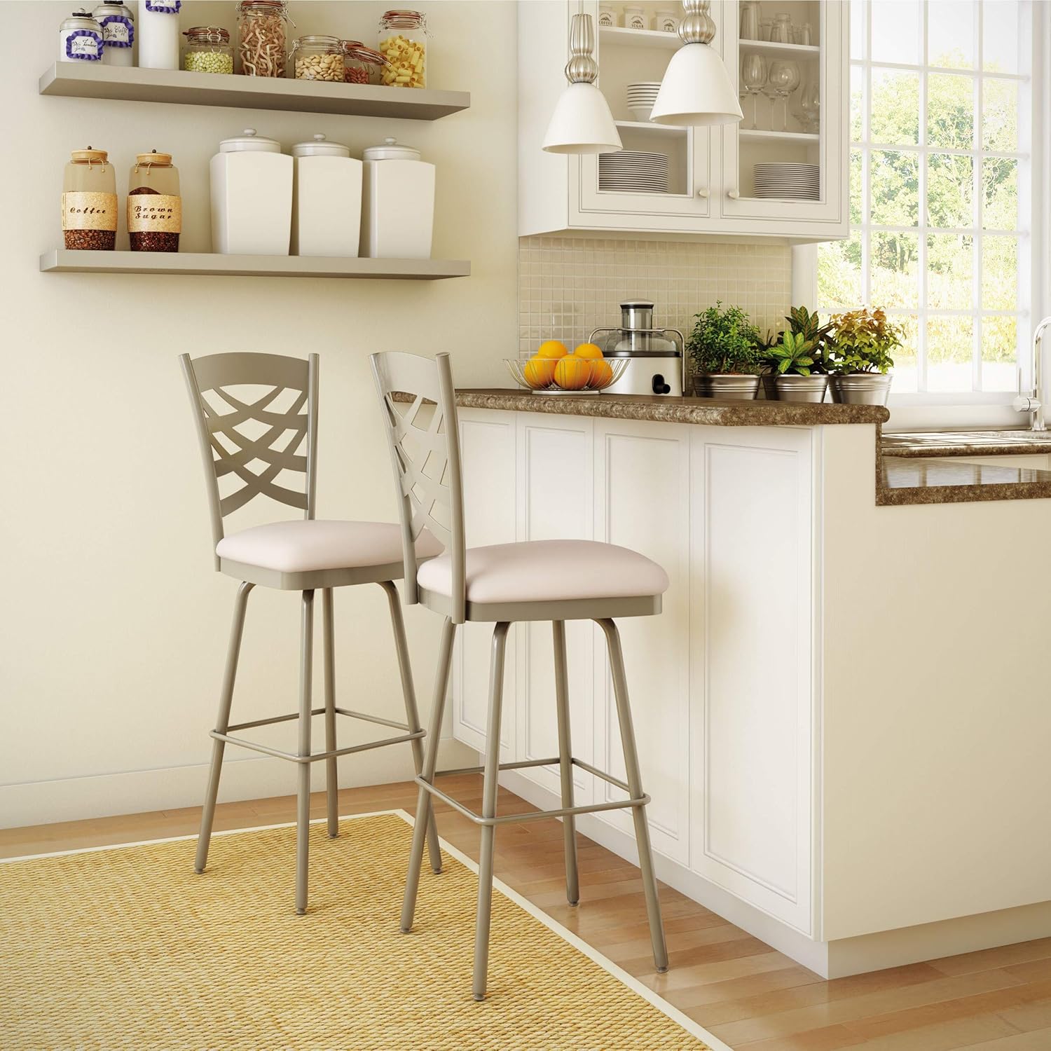 Amazoncom Amisco Nest Swivel Metal Counter Stool With Backrest