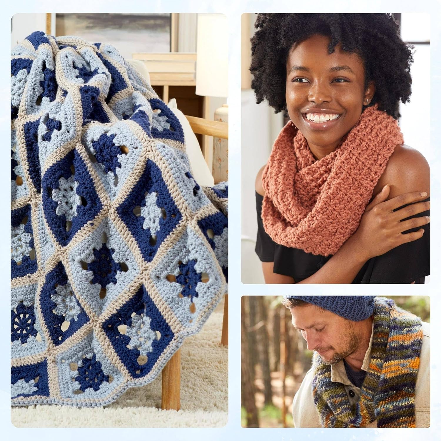 ファブリックヤーン 『チャンキー×ソフト 6番色 ブルー』 プレミア編み