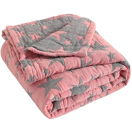 NTBAY Manta de 3 capas para niños pequeños, manta de muselina de algodón jacquard para cama, manta térmica ligera para bebé, manta de cuna súper