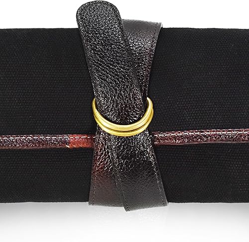 Miniatura 4 de Boldric Bolsa de lona de algodón para cuchillos de chef con gancho DD  Estuche profesional de lona de viaje con ribete de piel de búfalo de agua, 7