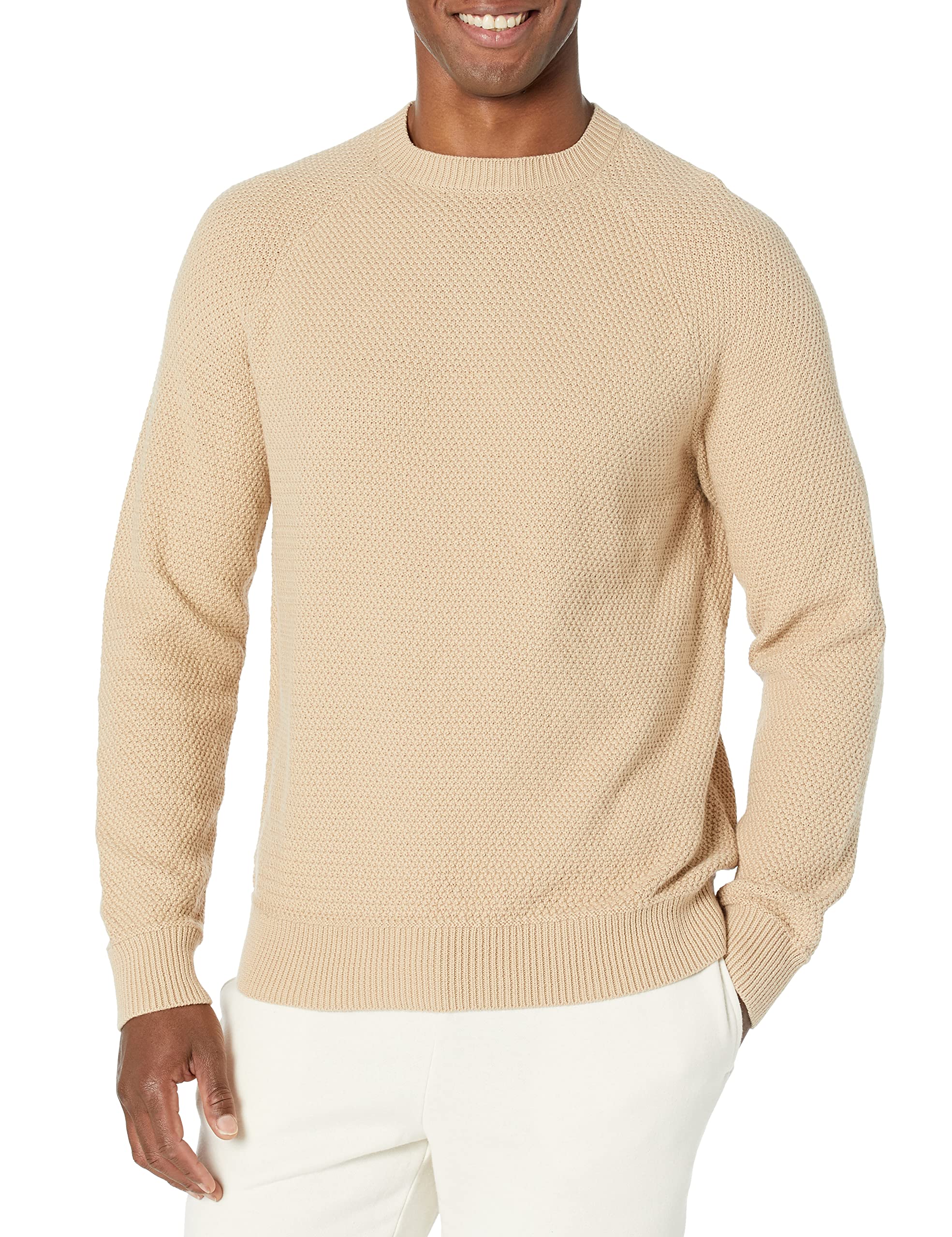 Amazon Essentials Men's Oversized Fit Textured Cotton Crewneck Sweatshirt, Tan, XXL