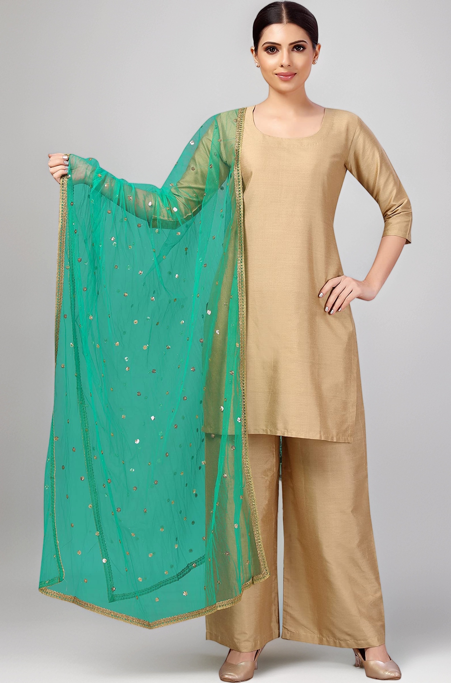 Studio Shringaar Women's Net sequence Embroidered Full Size Dupatta