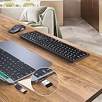 Vista 5 de Combo de teclado y mouse inalámbricos, teclado delgado USB de tamaño completo de 2.4 G con teclado numérico, mouse inalámbrico silencioso