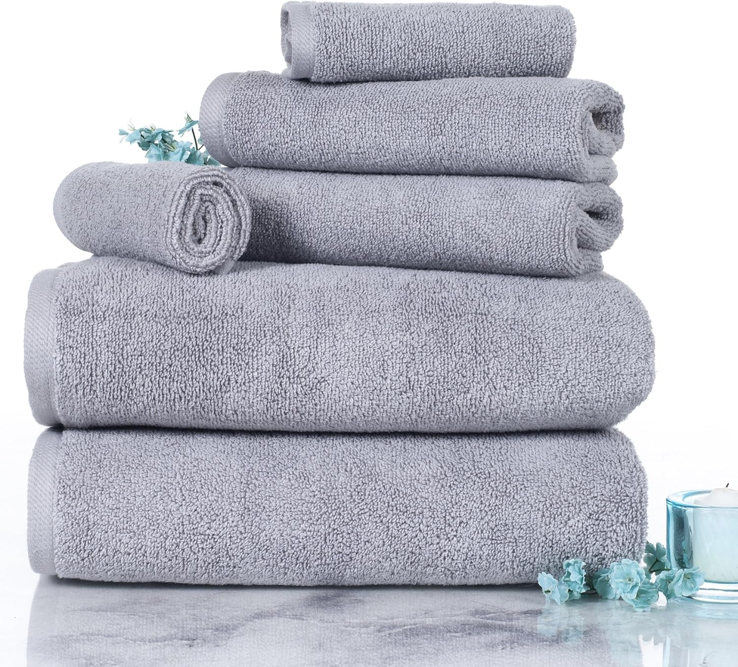 Chеареѕt 🛒 100 Percent Cotton Towel Set, Zero Twist, Soft and Absorbent 6 Piece Set With 2 Bath Towels, 2 Hand Towels and 2 Washcloths (Silver) By Lavish Home Nеw Dеаl 100 Percent Cotton Towel Set, Zero Twist, Soft and Absorbent 6 Piece Set With 2 Bath Towels, 2 Hand Towels and 2 Washcloths (Silver) By Lavish Home
