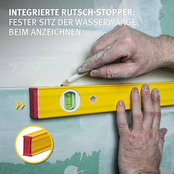 STABILA Spirit Level Set – Prime Set 80 AS – 3-Piece Spirit Level Set: 100 cm / 60 cm / 30 cm Integrated Slip Stopper with Horizontal and Vertical Level Made in Germany