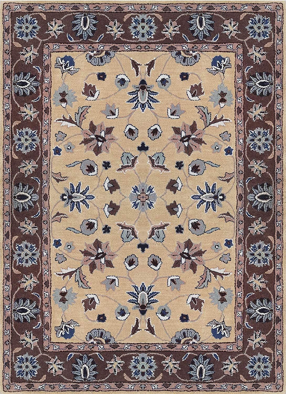 Hand Tufted Woolen Traditional Area Rugs for Living Room and Bedroom (Black, Wool and Wool Blend, 6 x 9 Feet)