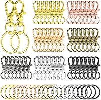 Vista 1 de Hotop 100 Pieces Swivel Clasps Set 50 Piece Lanyard Snap Hooks with 50 Piece Key Chain Rings, Lobster Keychain Clip Hooks Lobster Claw Clasps for