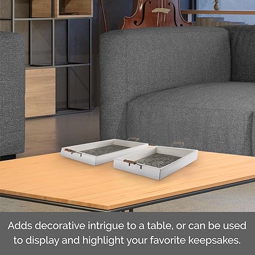 Miniatura 3 de Elements Bandejas decorativas de madera y lata prensada, color blanco