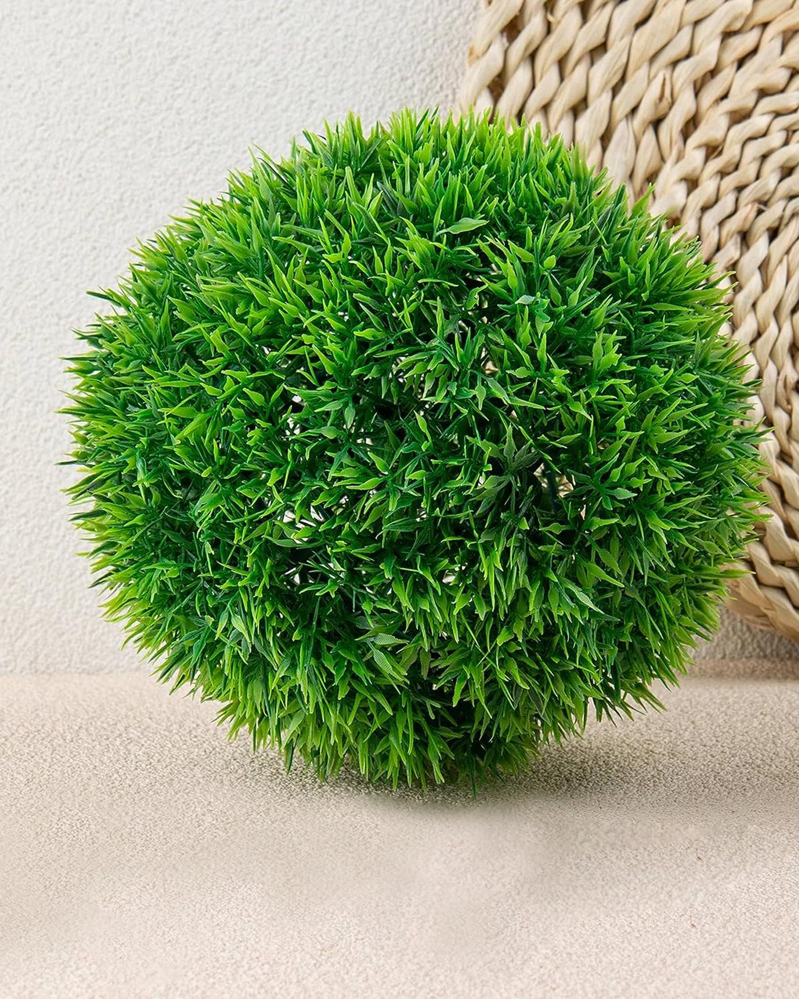 Homesake® Fake Plants for Bathroom/Home Office Decor, Small Artificial Faux Greenery for House Decoration Office, Boxwood, Set of 2 with Metal Pot (Trimming Ball with Pot 2 pcs) - Image 4 thumbnail