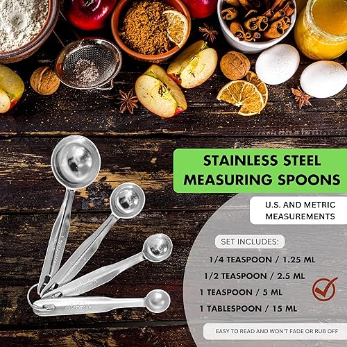 Miniatura 2 de Juego de cucharas medidoras, 4 piezas de acero inoxidable de lujo, cucharas medidoras y cucharadas