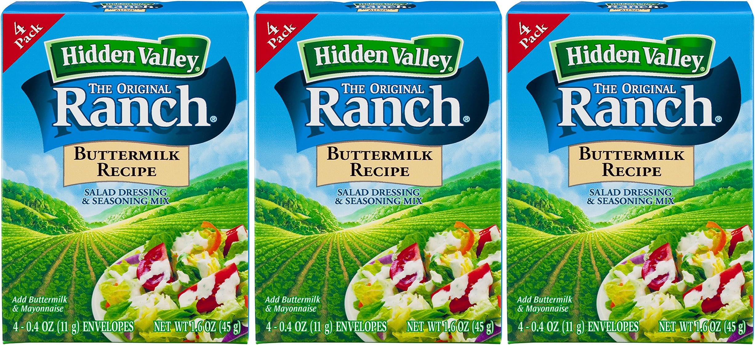 Hidden ValleyOriginal Ranch Buttermilk Recipe Salad Dressing and Seasoning Mix, Twelve 0.40 Ounce Packets (4.8 Ounces Total)