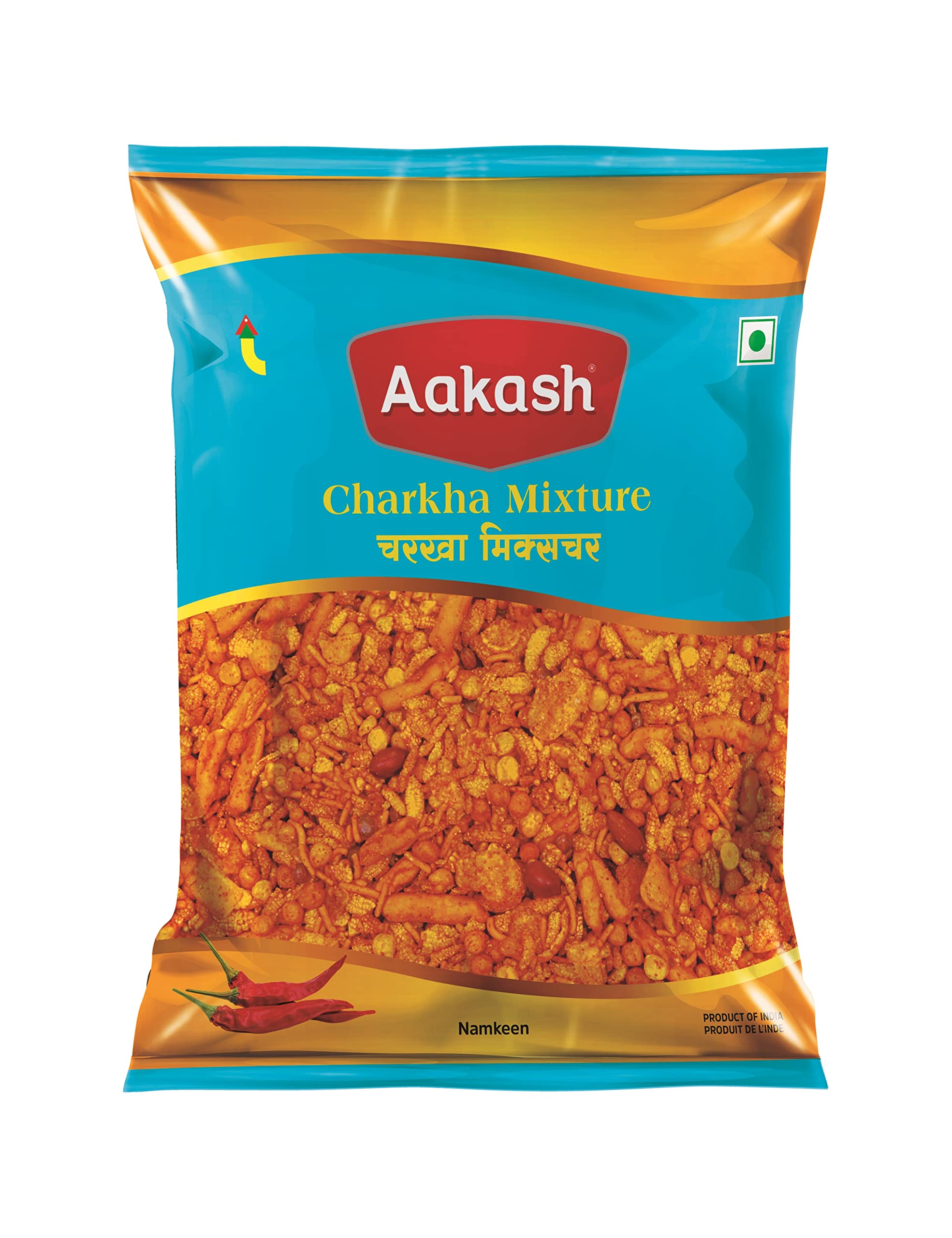 Aakash Namkeen Charkha Mixture | A spicy mix of crispy namkeen flavored with chilly spices | Healthy Indian Snacks | Pack of 2 | 500 Gm Each