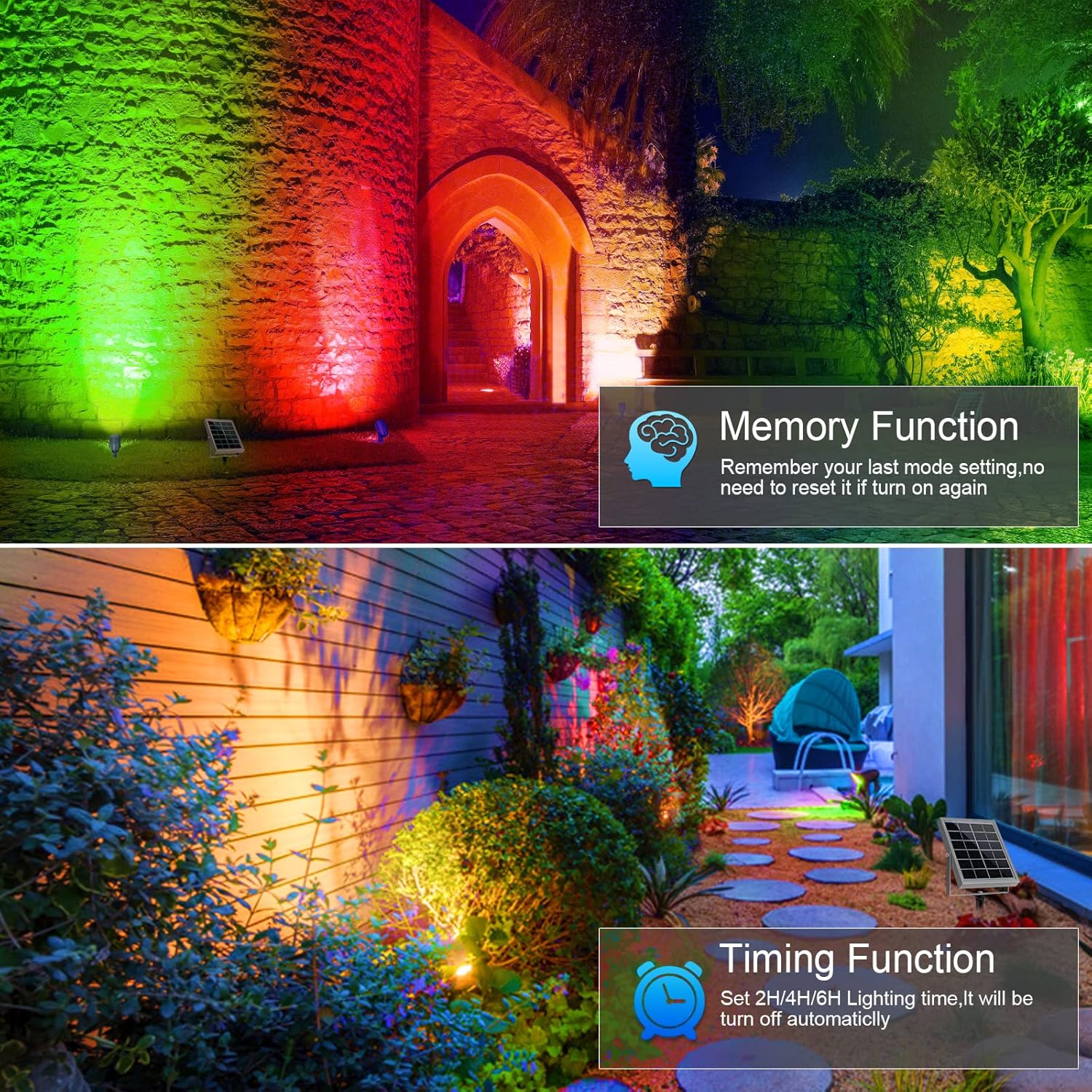 Linke Solar Spot Lights Outdoor Garden, 2 in 1 RGB Colour Changing Solar Landscape Spotlights with Remote Control - Image 5