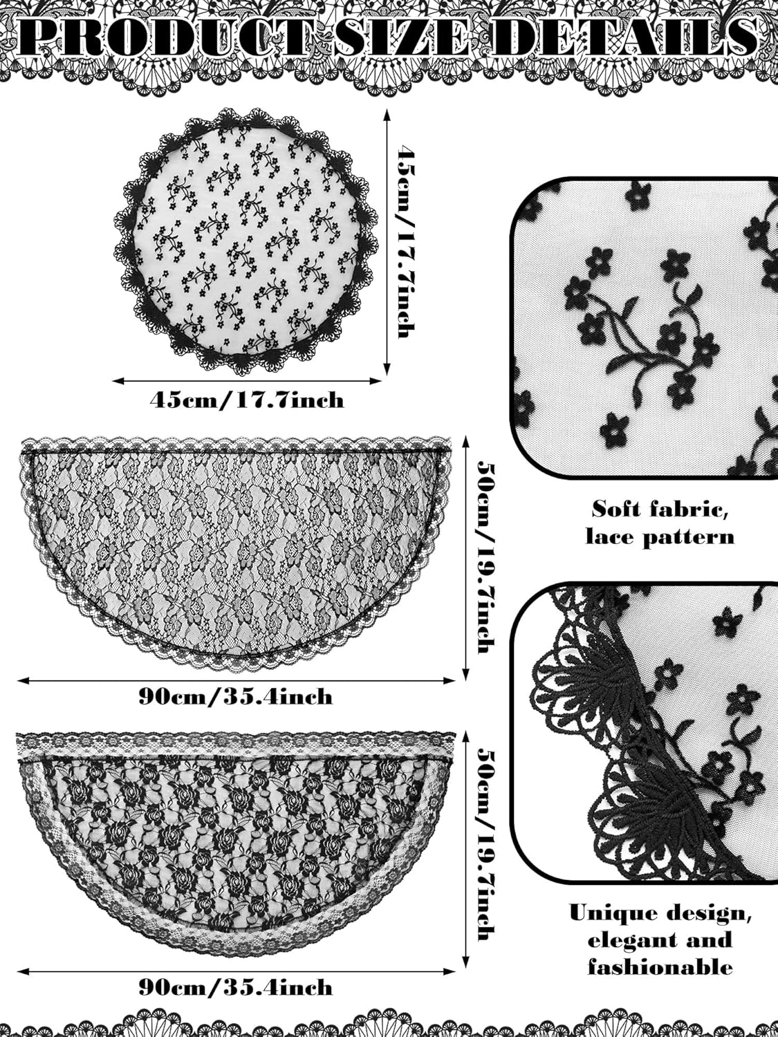 3 Pcs Mantilla Catholic Veil for Church Chapel Lace Christian Veils Head Covering Scarf for Bridal Women - Image 3