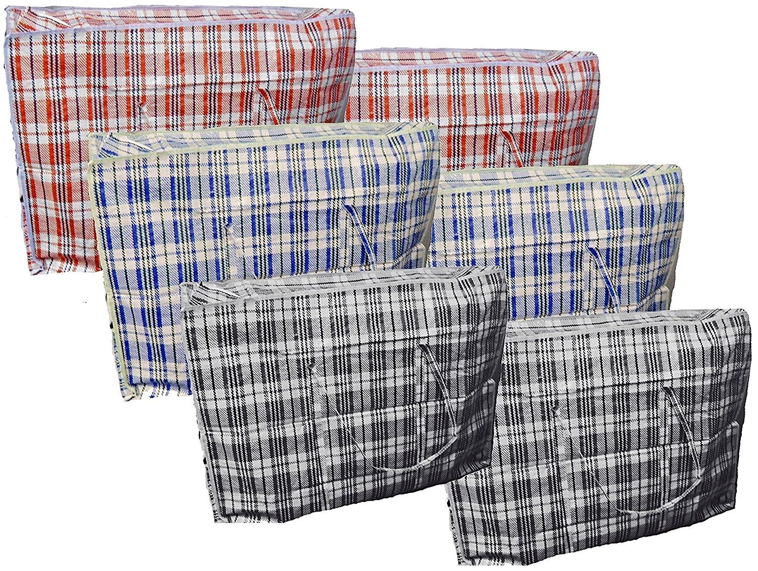 Faril Red/Blue/Black 6 X-Large Strong Laundry Storage Shopping Bag Reusable Store Zip Bags New