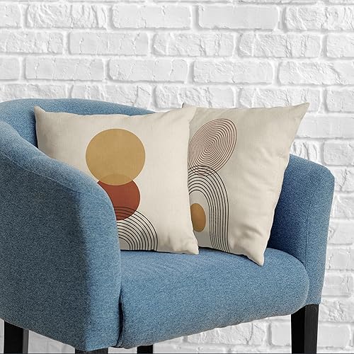 Miniatura 7 de Kwlegh Fundas de almohada abstractas bohemias de 20 x 20 pulgadas, estilo vintage, de mediados de siglo, paquete de 2 fundas cuadradas de algodón y