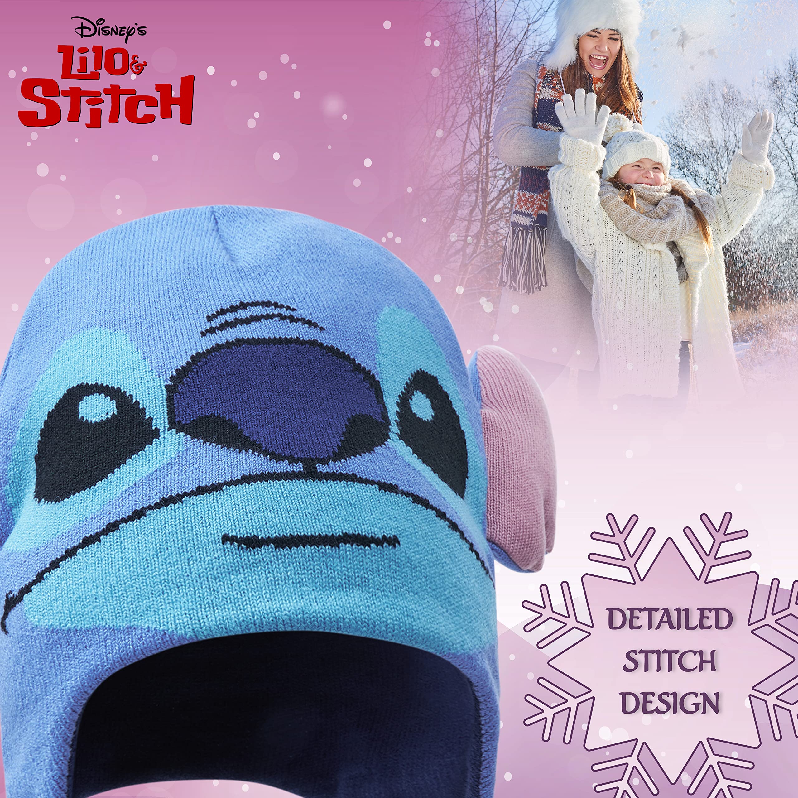 Disney Stitch Accessori Invernali Set Bambina Adolescenti, Accogliente Accessori Viaggio e Scuola - Regalo Ragazza