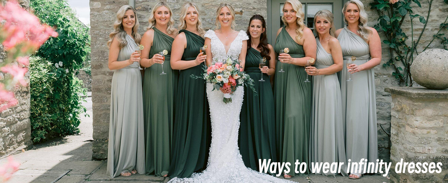 Amazon.com: SZJMS Army Green Bridesmaid Dresses for Wedding Infinity Dress  with Bandeau Maxi Summer Dresses for Women 2024 Army Green One Size :  Clothing, Shoes & Jewelry