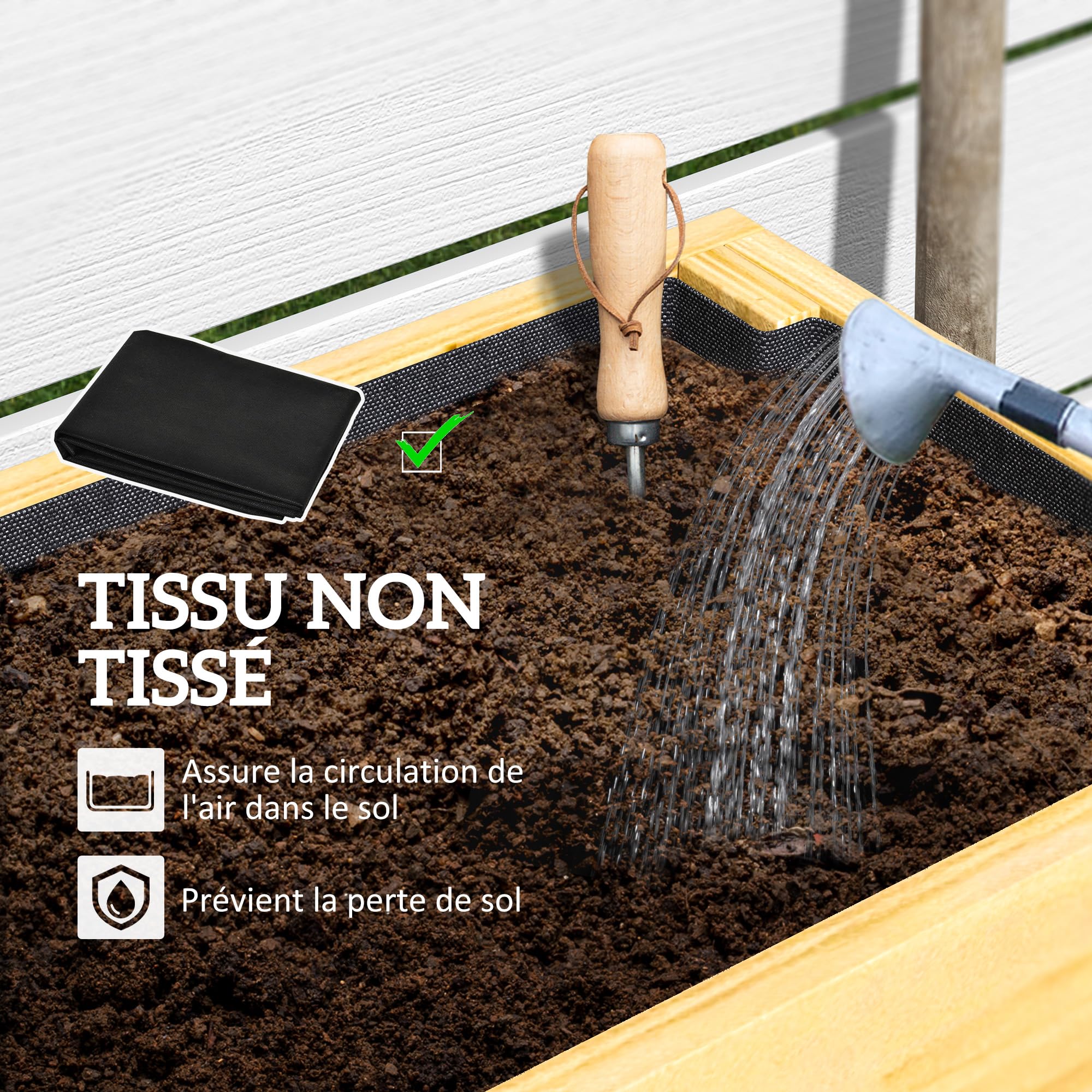 Outsunny Jardinière sur Pieds Potager 100 x 30 x 70,5 cm Bois Naturel | Carré Potager De Jardin Sur Pieds, 2 Trous De Drainage, En Bois, pour Fleurs Herbes Légumes