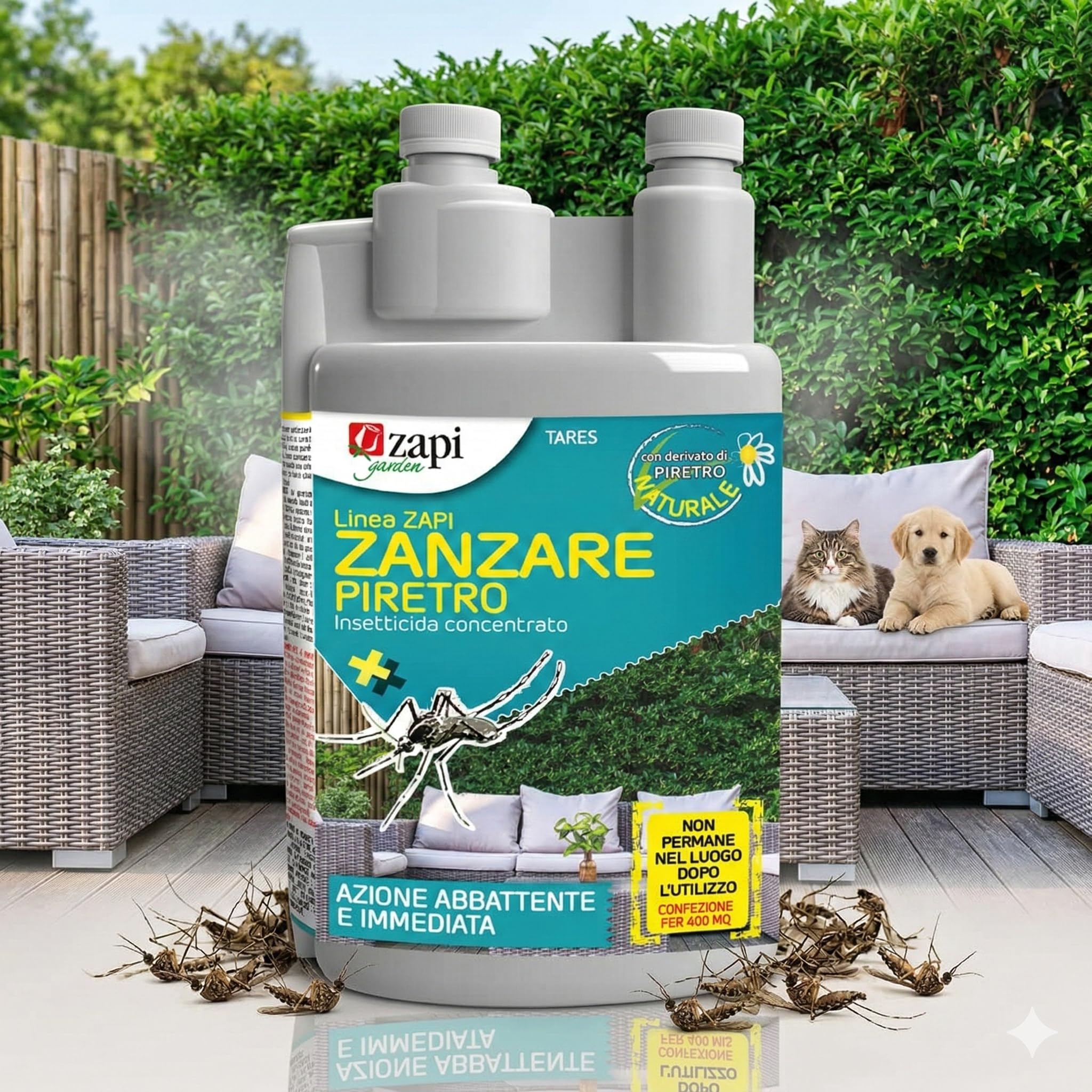 BERARDI | Zapi zanzare concentrato piretro 500 ml | Per ambienti sensibili frequentati da persone e animali | Insetticida per uso sul verde