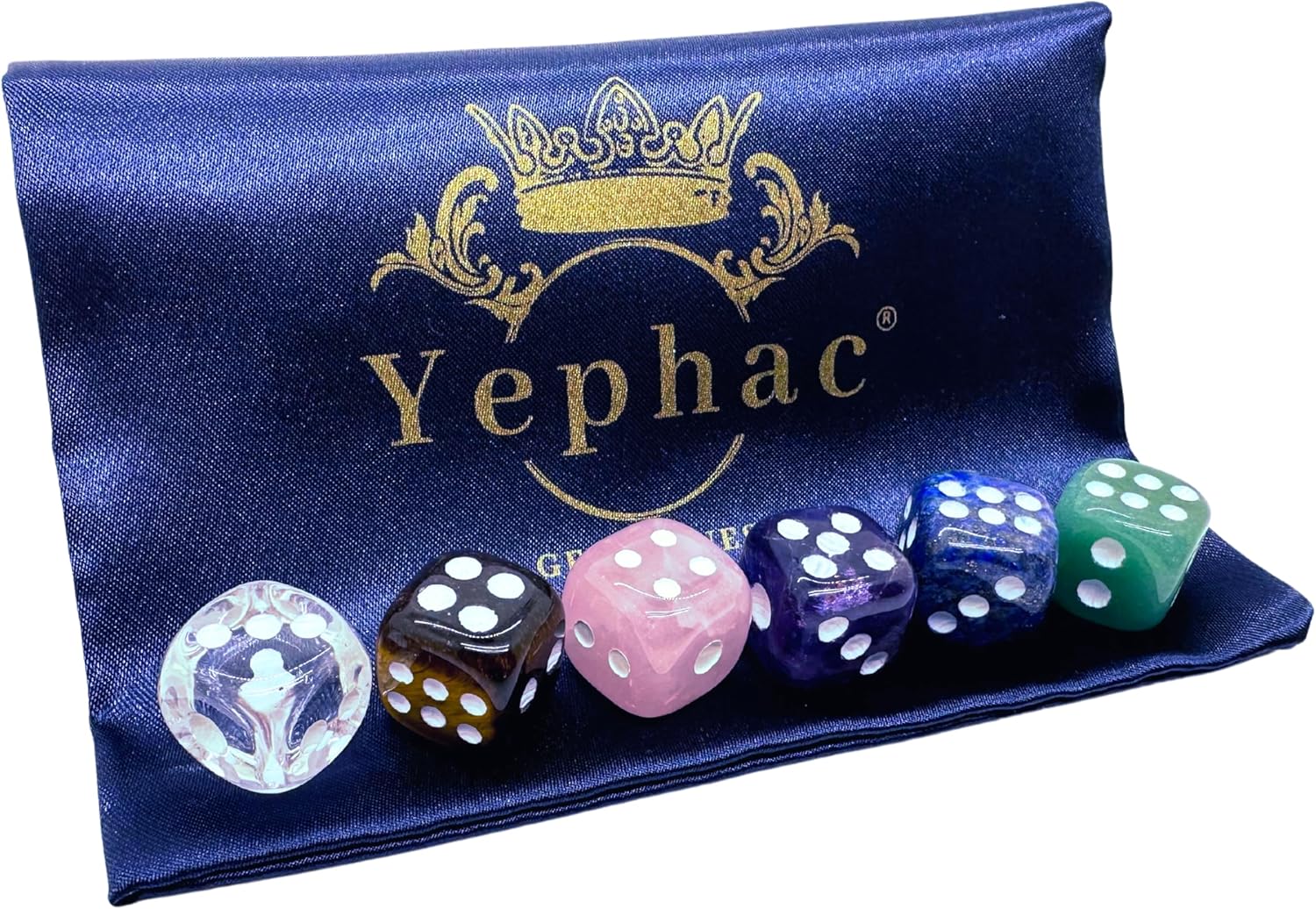 Natural Hand Carved Gemstone Various Crystal Healing Lucky Dice 15mm (Multicolor)