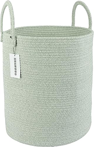 Miniatura 14 de Cesta de lavandería de cuerda para niños y niñas, cesta de almacenamiento tejida para sala de estar, dormitorio, cestas altas bohemias para mantas,