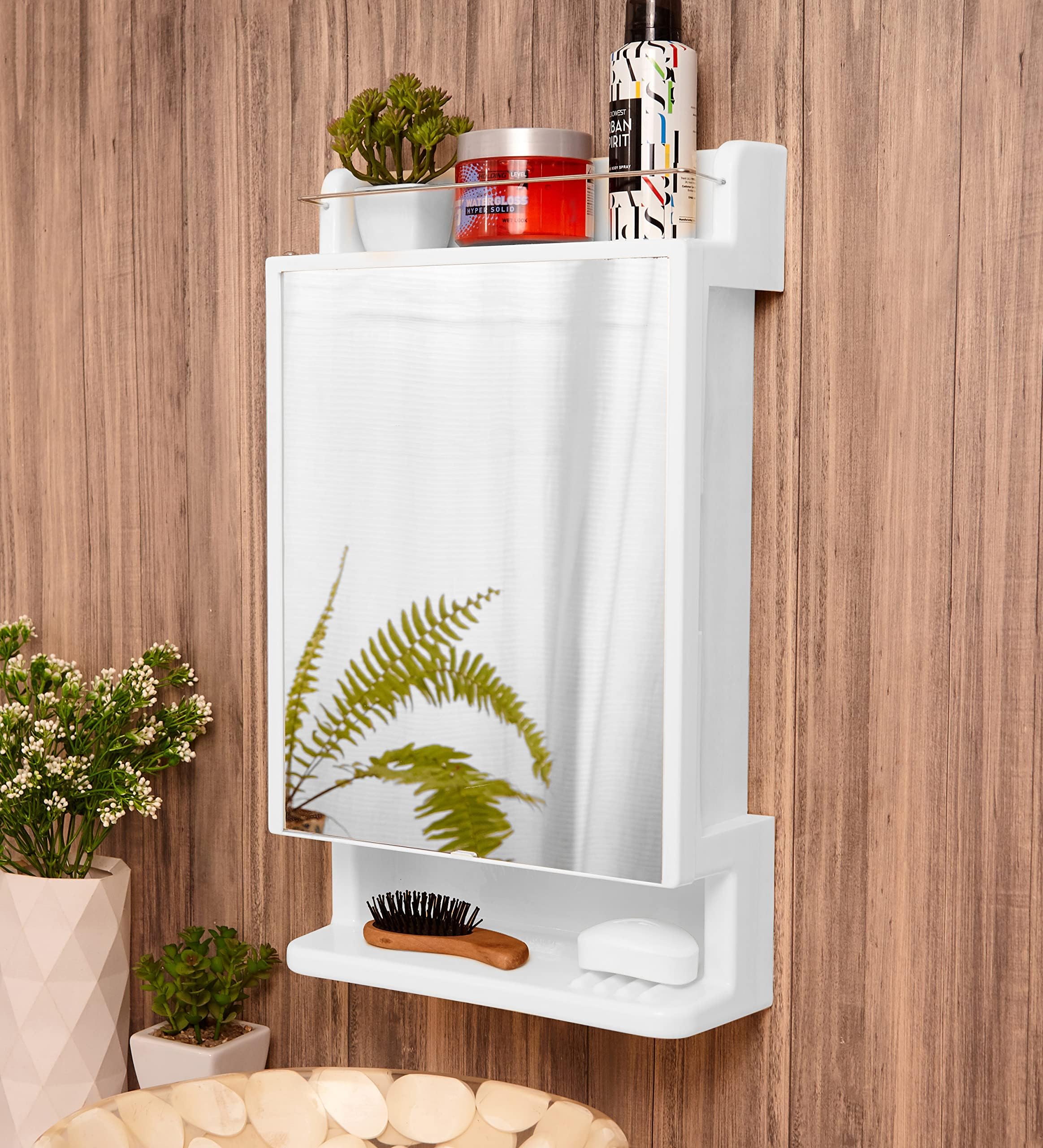 zahab New Rich Look Bathroom Cabinet with Mirror Door White 21x5x12 inch