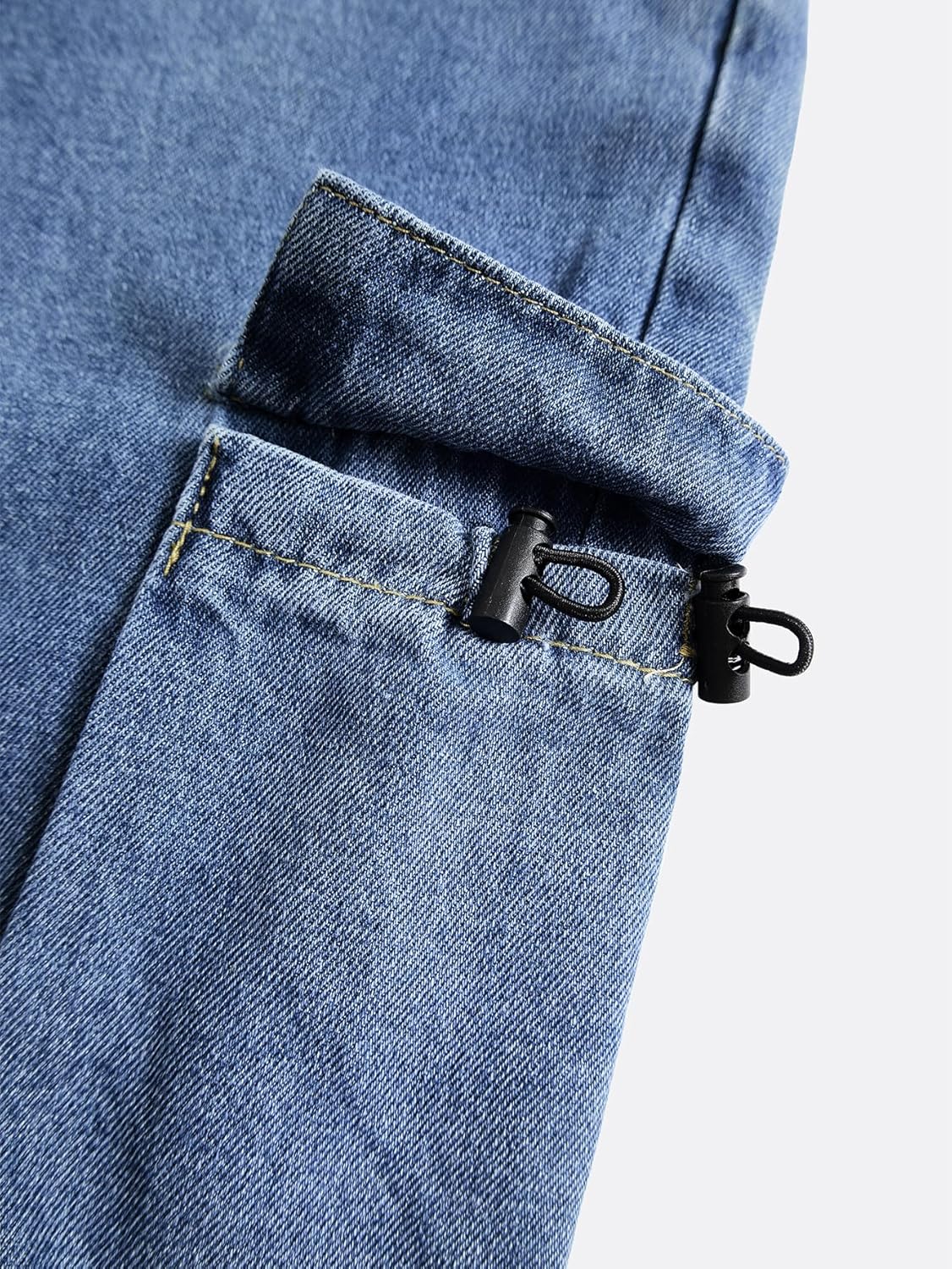 Mid Rise Cargo Jeans Women Elastic Waist Stretch Wide Leg Denim Pants with Pockets Baggy Streetwear Pants y2k - Image 6