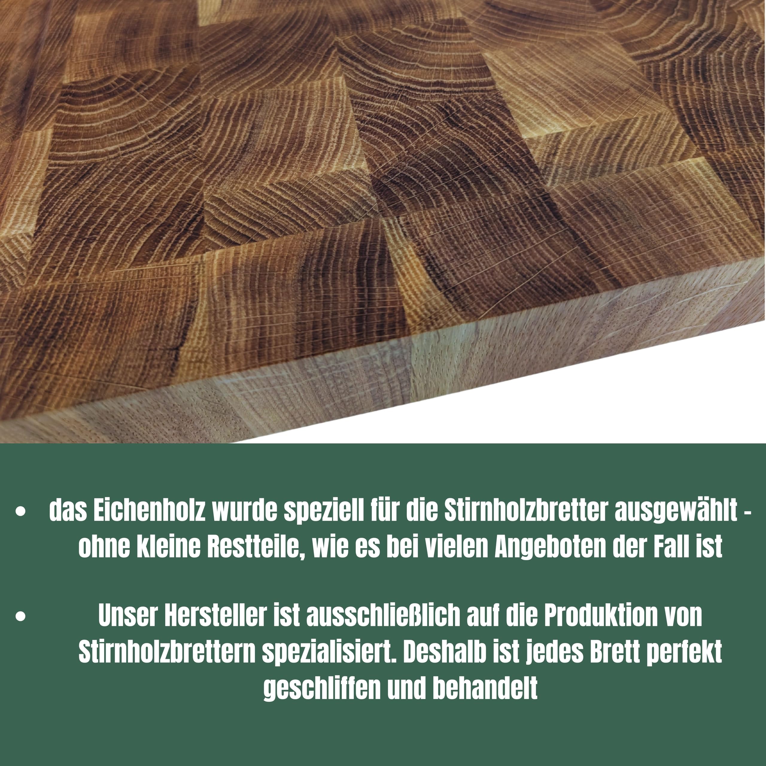 XL Premium Stirnholz Schneidebrett Eiche 50x40x4,5 cm mit Saftrille – Massives Küchenbrett Holz mit Griffmulden & Silikonfüßen – Schneidebrett Eiche massiv