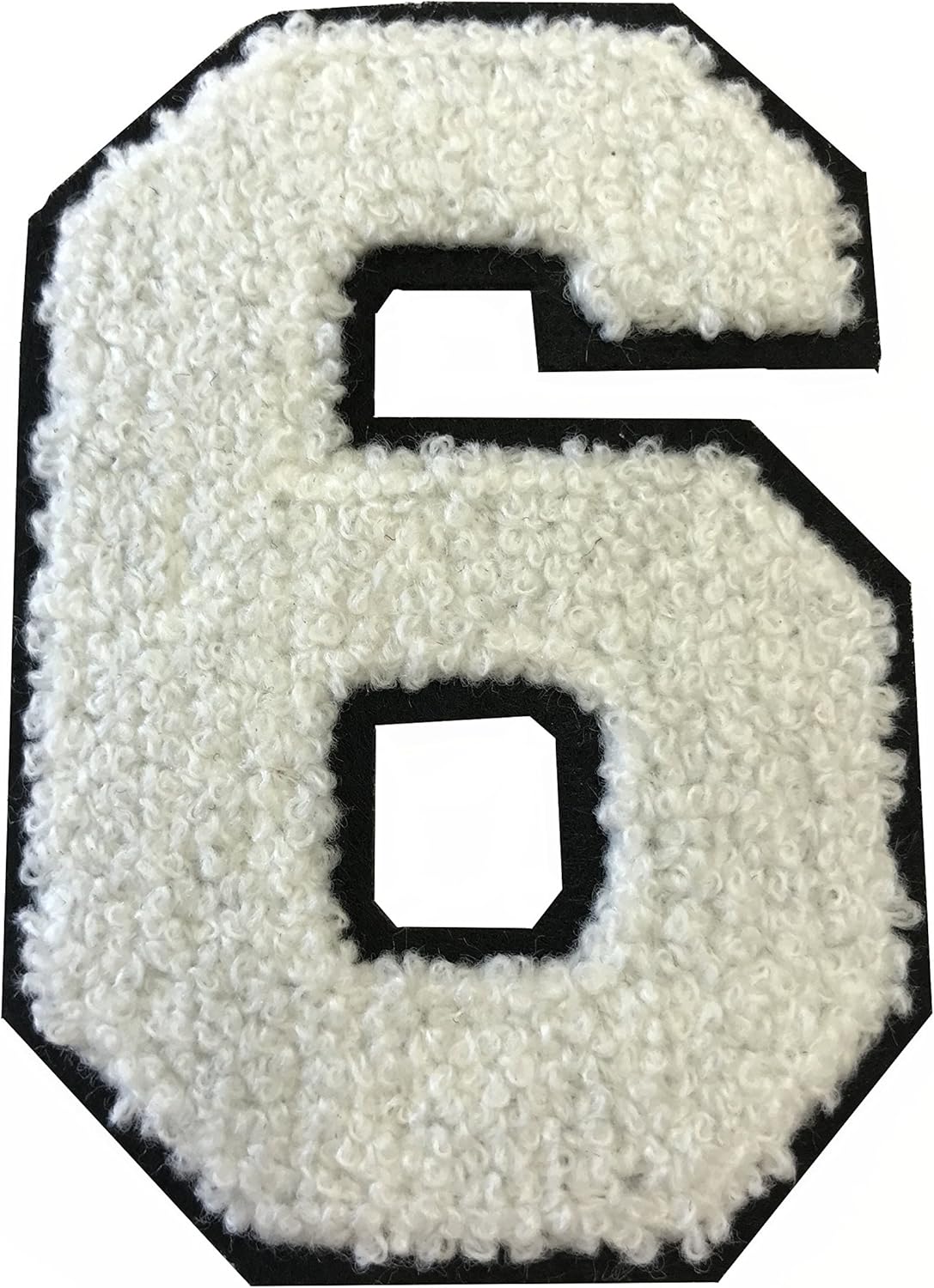 4 - RED ON White Chenille 8" VARSITIY Number Patches Ready to Iron-ON