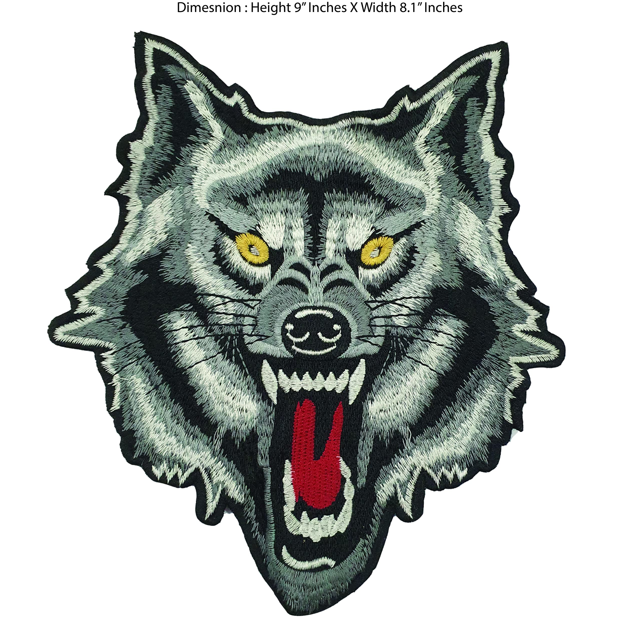 CometCloud® Unique Embroidered Iron & Sew on Patch (Wolf Very Thin Quality | H 9" X W 8.1" Inch) 1