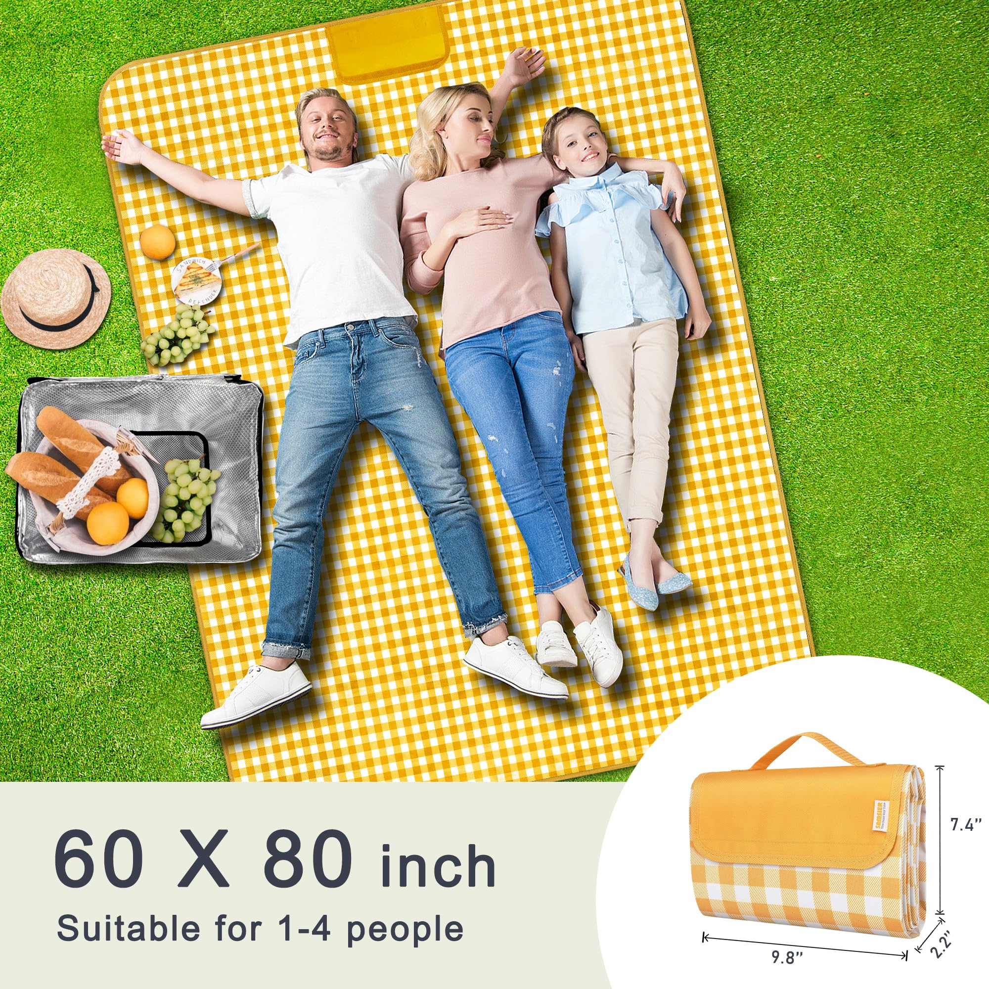 SAMSIER Outdoor Picnic Blankets Waterproof Foldable Sandproof - Image 2