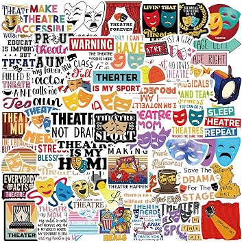 Theatre Stickers,50 PCS Aesthetic Waterproof Stickers,Vinyl Sticker for Water Bottle,Laptop,Phone,Skateboard Sticker Theatre