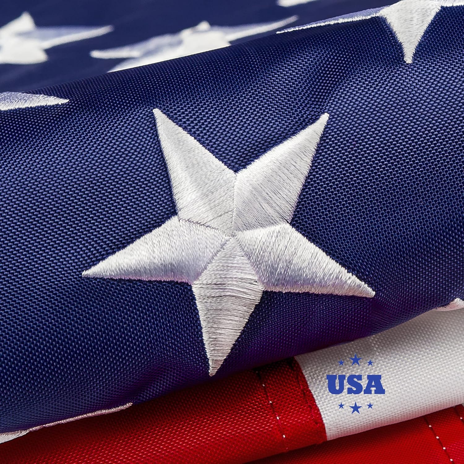 The Top 5x8 ft American Flag for Outside, Deluxe Made USA Flag, Longest Lasting, Heavy Duty 420D Nylon, Embroidered Stars, Sewn Stripes, Brass Grommets, The Best US Outdoor Flags
