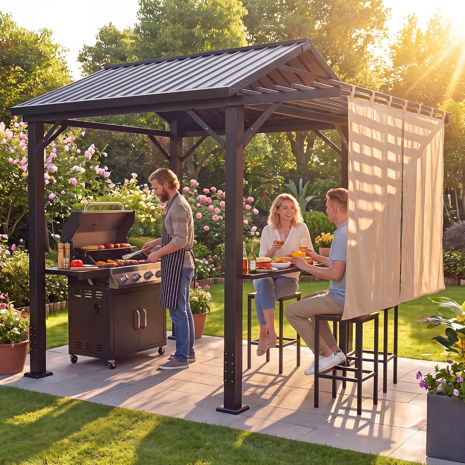 Redlife 5x6 FT Hardtop Grill Gazebo Review: BBQ Shelter with Bar Counter & Side Extension image 9