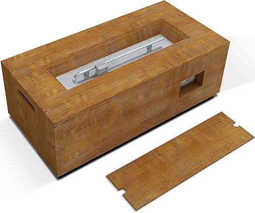 Miniatura 2 de Kante Mesa rectangular de hormigón de 42 pulgadas, 50000 BTU para fogatas de propano para exteriores, hoguera sin moho y fogatas al aire libre,