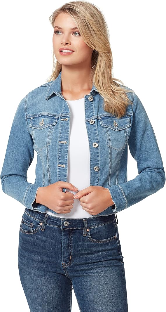 Jessica Simpson womens Pixie Classic Feminine Fit Crop Jean Jacket