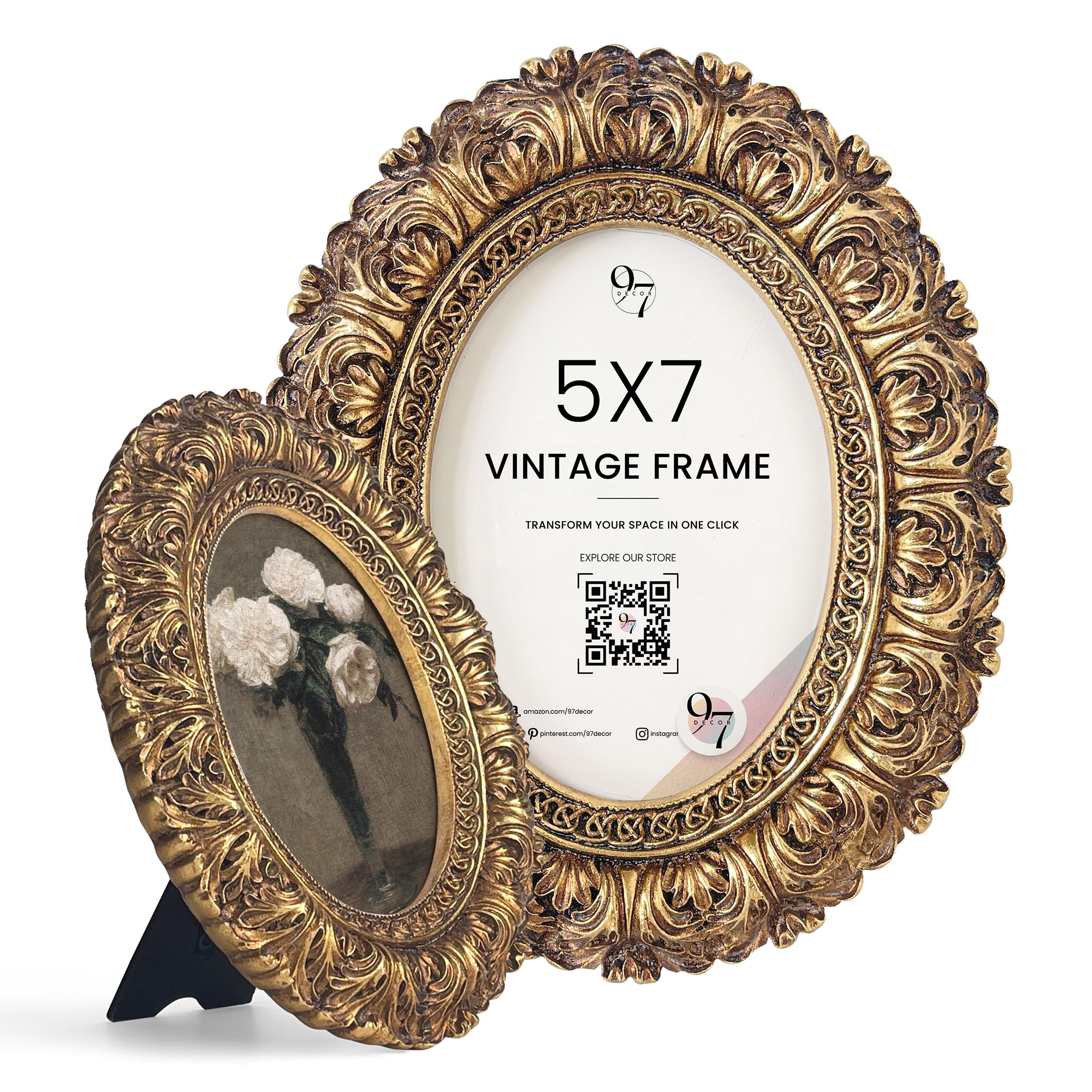 Amazon.com - 97 Decor 5x7 Oval Picture Frame - Vintage 5x7
