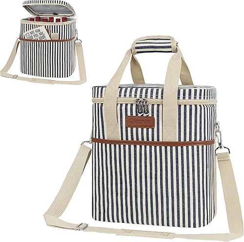 Miniatura 8 de opux Bolsa para 6 botellas  Bolsa térmica acolchada para enfriar vino para viajes. Picnic, BYOB  Bolsa portátil a prueba de fugas para cena, fiesta,