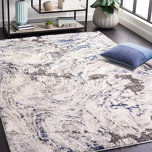 Miniatura 6 de Safavieh Petra Collection 8 x 10 IvoryBlue PTA102A Modern Non-Shedding Living Room Dining Bedroom Home Office Area Rug