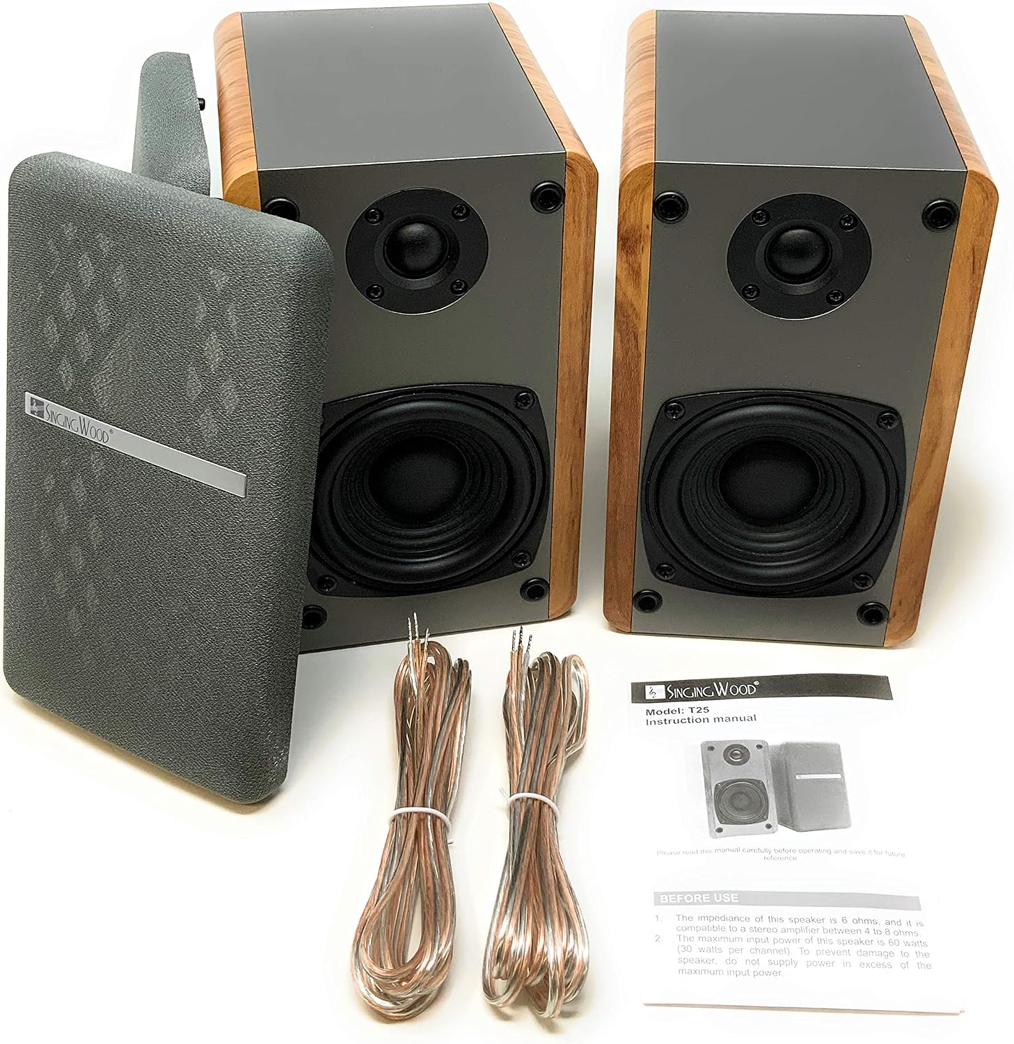 Bеѕt Cуbеr Dеаlѕ 🔥 Singing Wood T25 Passive 2 Way Bookshelf Speakers with preinstalled Wall Mount Bracket- 4 inch woofer and Silk Dome Tweeter- Receiver or Amplifier Needed to Operate- 60 Watts(Beech Wood-Pair)