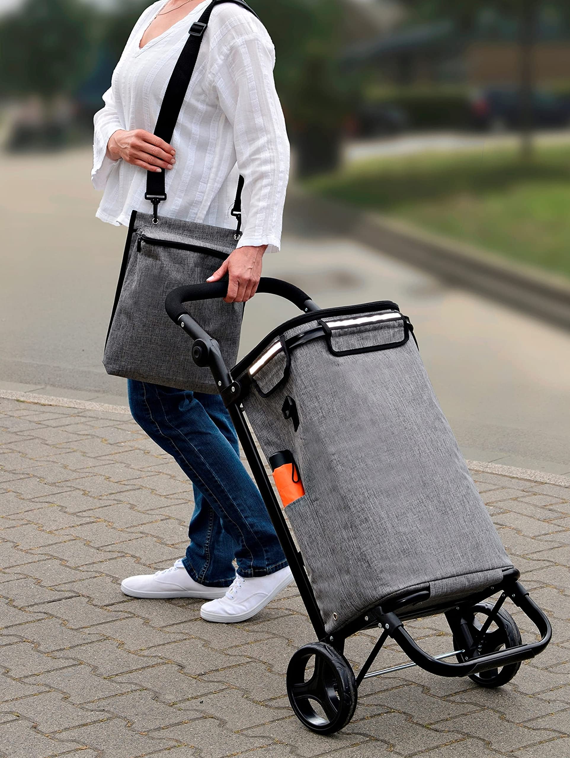 Maximex Wózek na zakupy "Thermo & Comfort", zintegrowana torba na ramię, jasnoszary