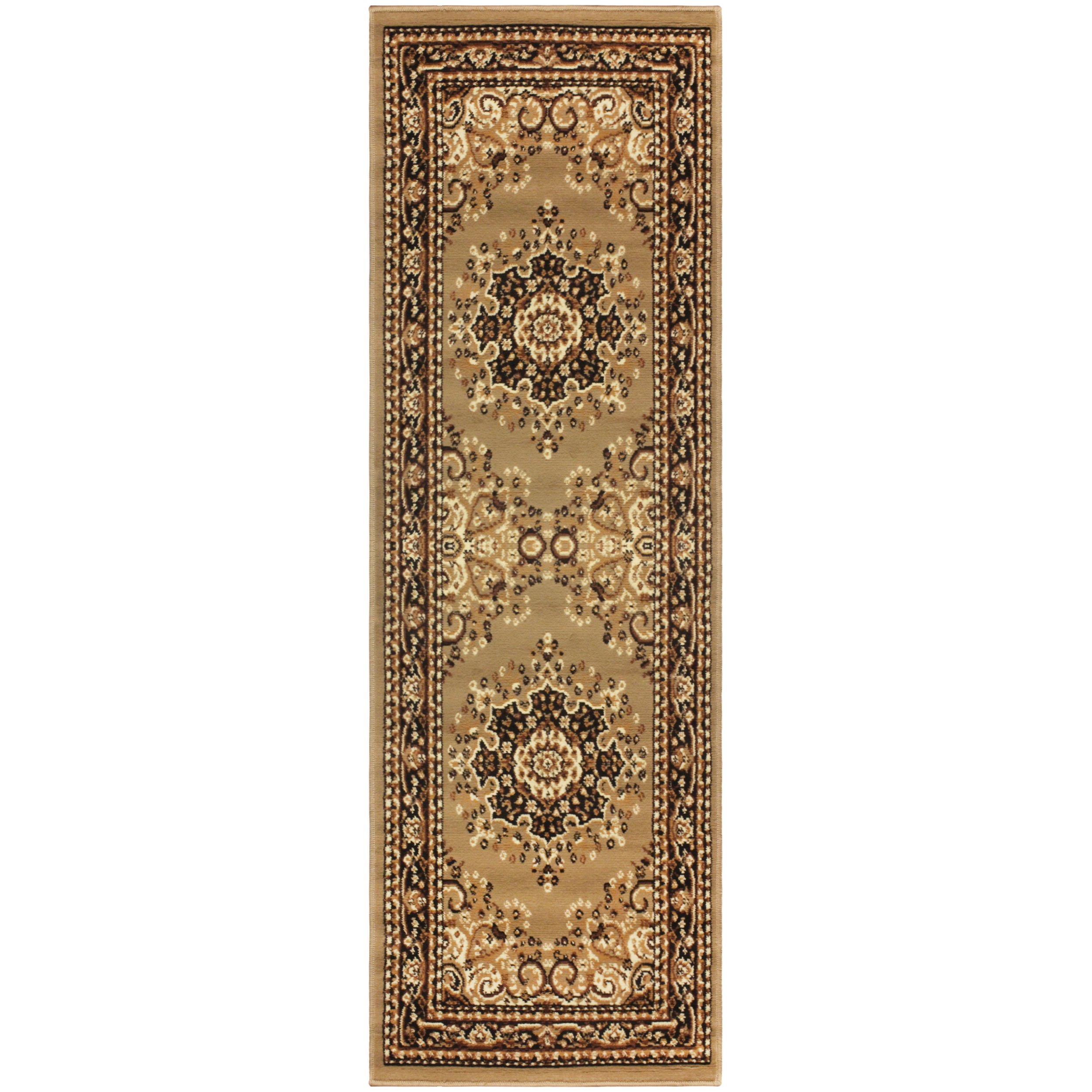 Superior Leopold Collection 2'7" x 8' Runner Rug, Attractive Rug with Jute Backing, Durable and Beautiful Woven Structure, Oriental Medallion Rug with Detailed Border