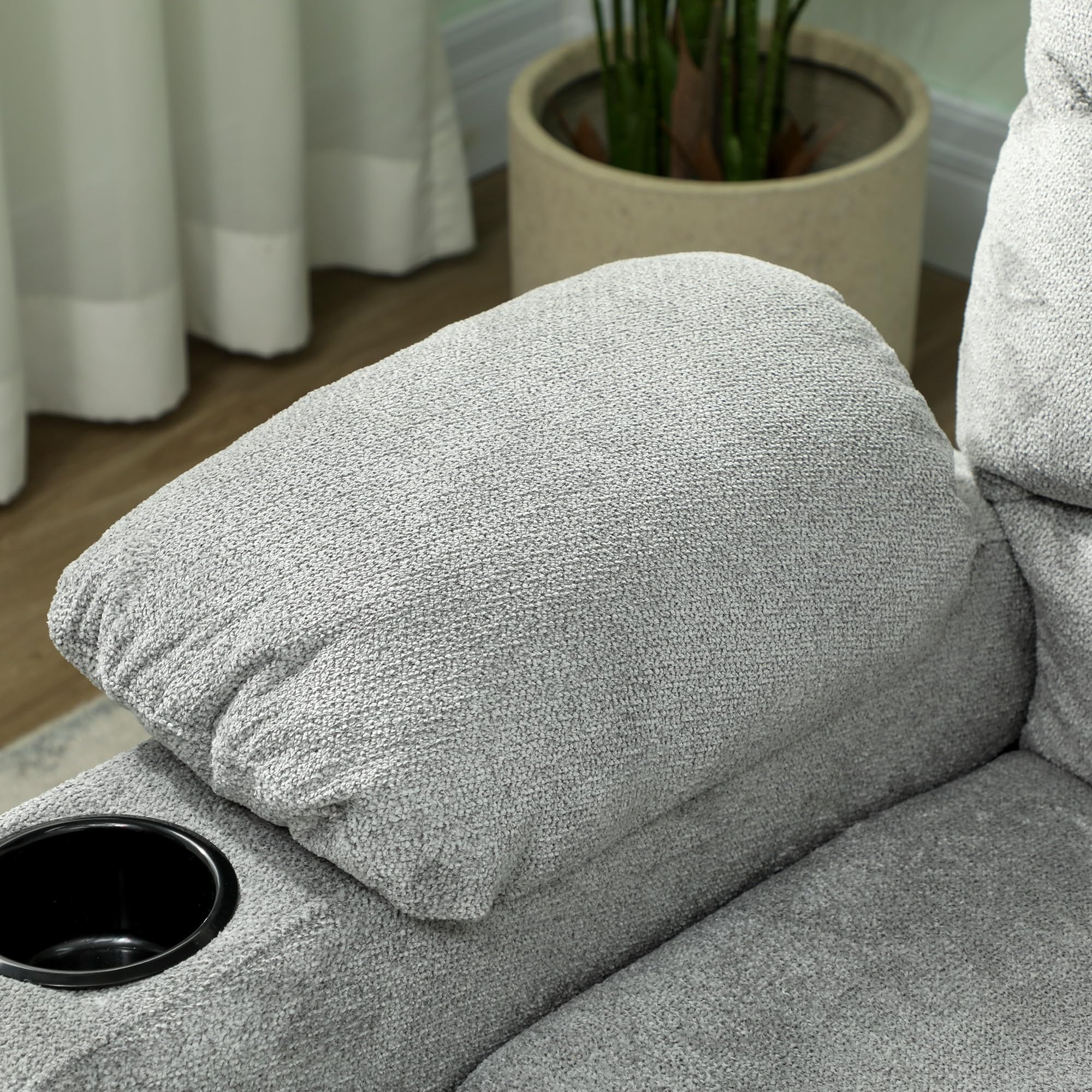 HOMCOM Sillón Relax Reclinable Eléctrico, Sillón Reclinable Silencioso de Terciopelo con Función Memoria, Reposapiés, Mando a Distancia, Bolsillos, Puerto USB, Portavasos, Respaldo Concha, Gris
