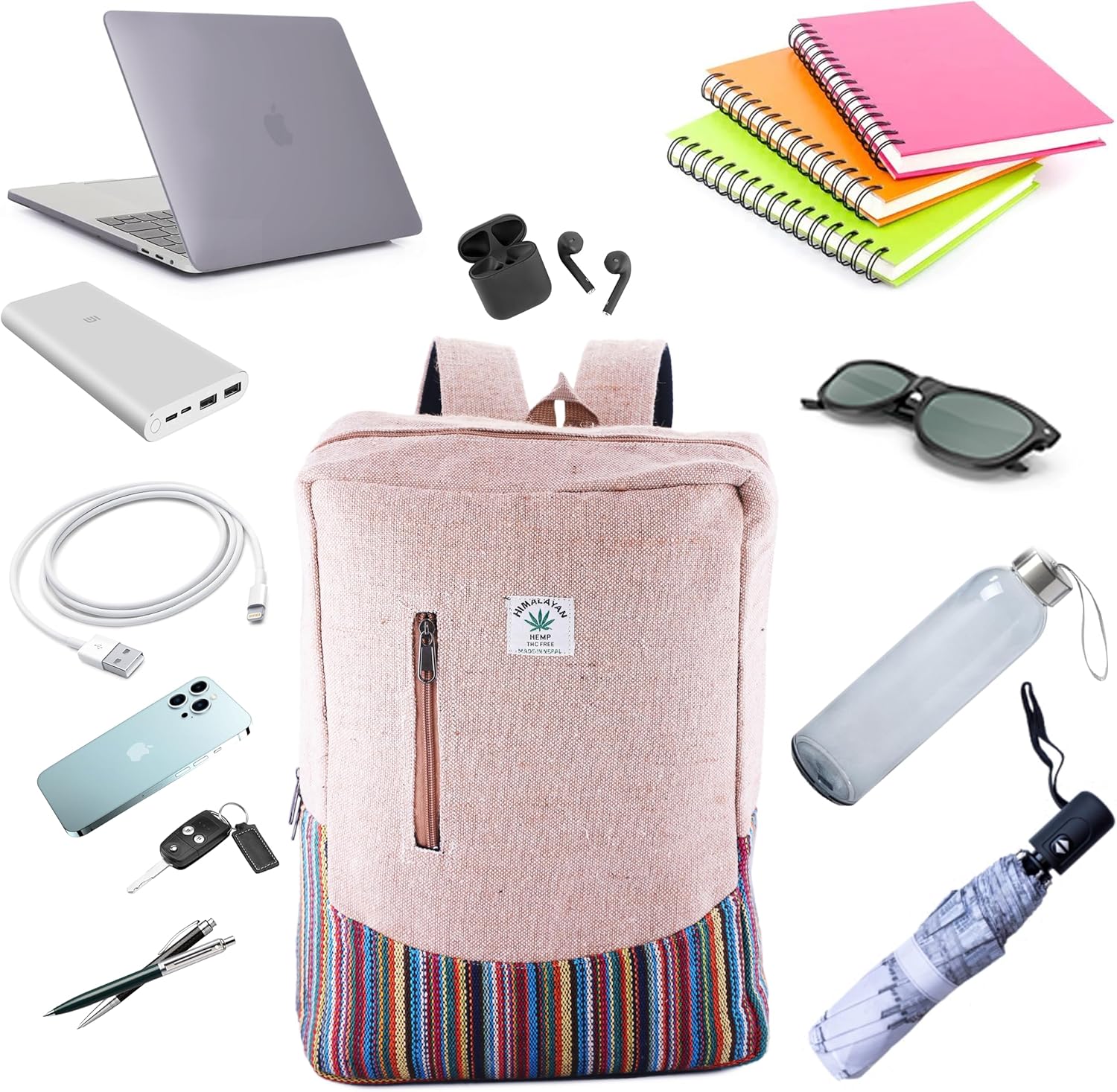 Anitya Hemp Backpack, Multi-Functional Pockets, Eco-Friendly, Unisex, Hiking Daypack, Durable Rucksack (AHLB011) - Image 8