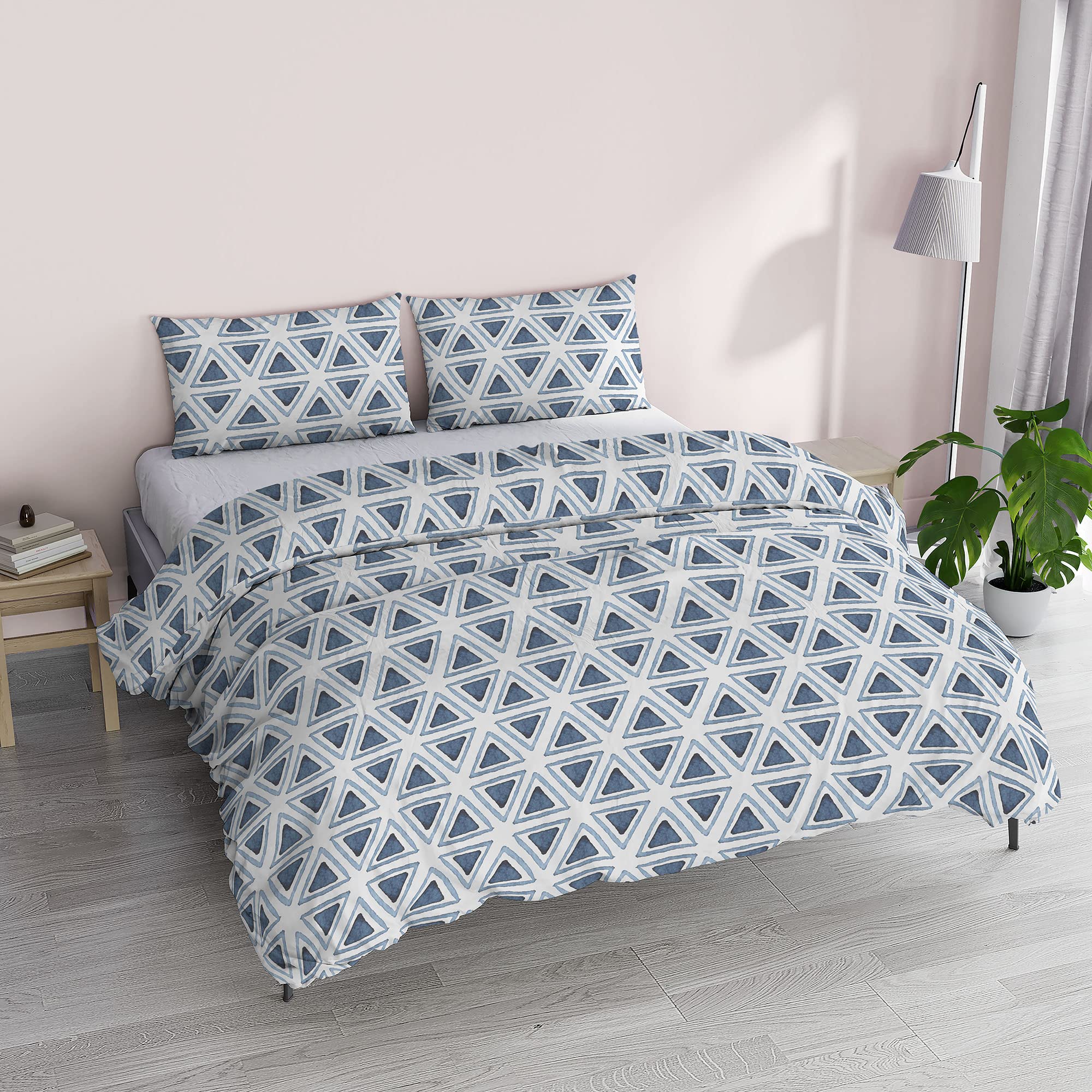 Italian Bed Linen "Fantasy Duvet Cover, Printed Microfibre, Triangoli, Double, Doppelte